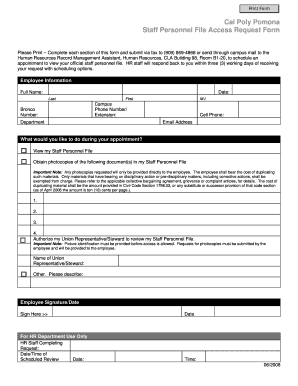 Personal File Template  Form