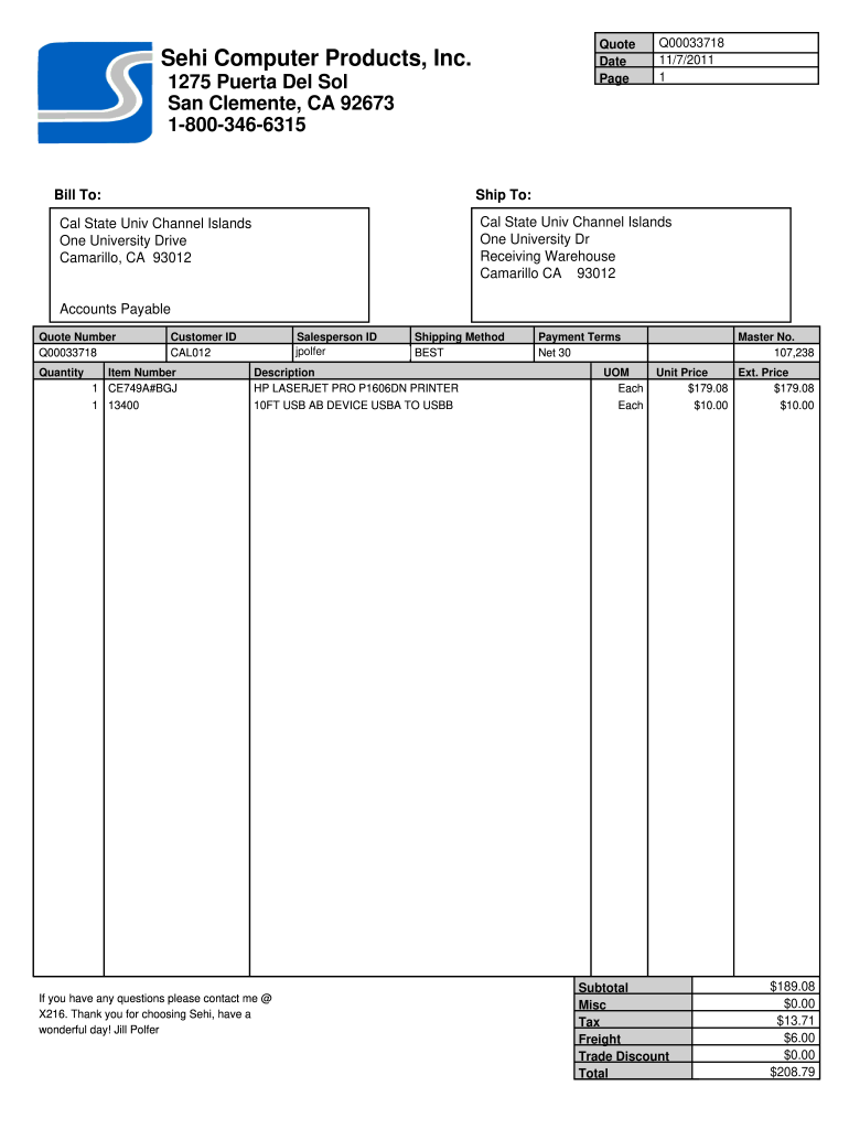 Blank Quote Template  Form