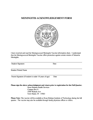 Meningitis Acknowledgement Form