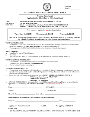 Cal State Long Beach Application  Form