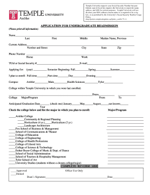 Temple Application  Form
