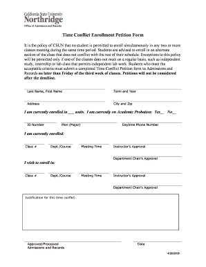  Time Conflict Enrollment Petition Form Csun 2006