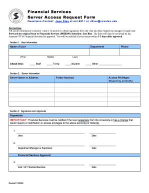 Server Access Request Form