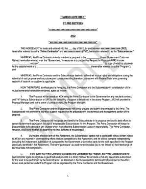 Sample Teaming Agreement Calu  Form