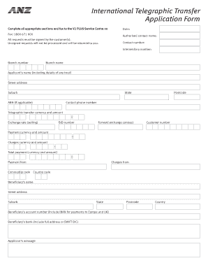 Telegraphic Transfer  Form