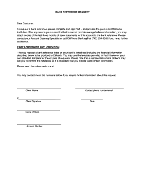 Citibank Reference Letter  Form