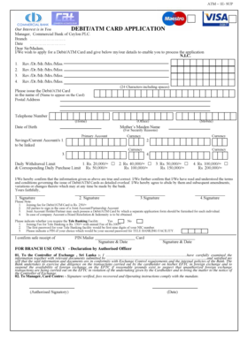Commercial Bank Debit Card Application Form