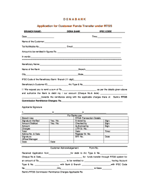 Dena Bank Rtgs Form