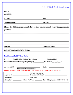 Work Study Application  Form