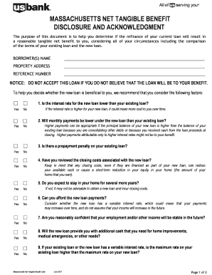 Tangible Net Benefit Form Massachusetts