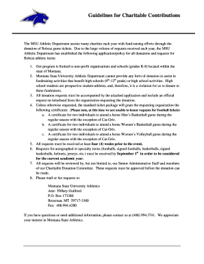 MSU TicketAppareland Equipment Donation Request Form Montana