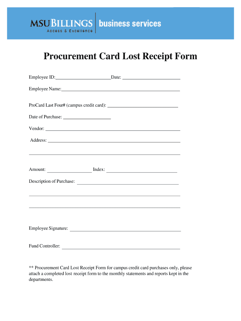 Lost Receipt Form Template