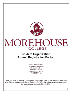 Morehouse College Student Organizations  Form