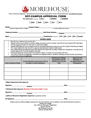  Morehouse off Campus Approval Form 2008