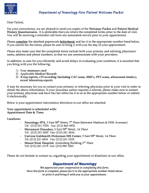 Neurology New Patient Packet Form