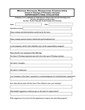 Supervisor Evaluation  Form