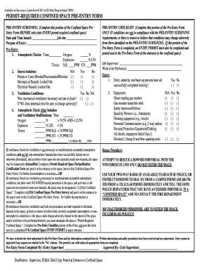 Confined Space Checklist  Form