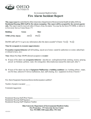False Fire Alarm Incident Report Sample  Form
