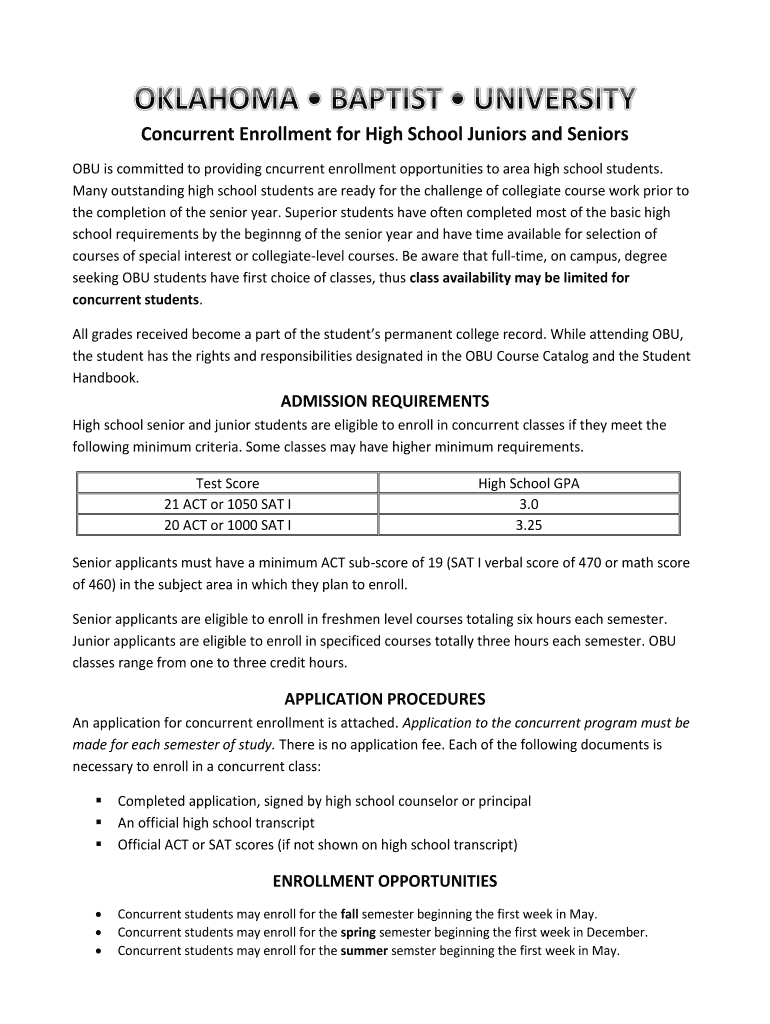 Concurrent Enrolment Form