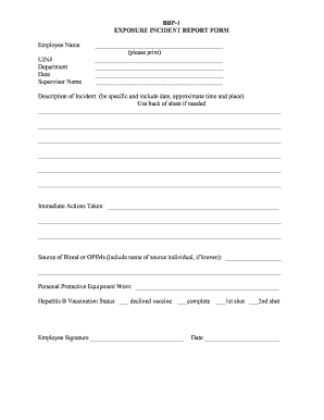 Exposure Incident Report Form Template