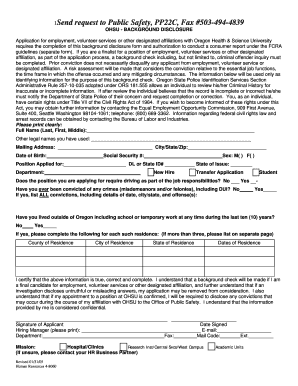 Ohsu Background Check  Form