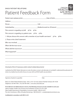 Hospital Feedback Form PDF