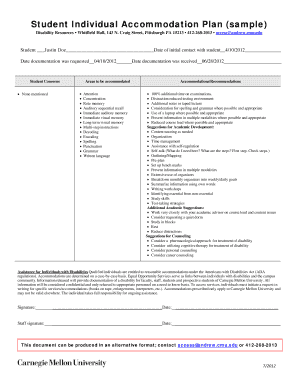 Accommodation Plan Template  Form
