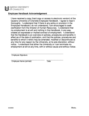 Handbook Acknowledgement Form - Fill Out and Sign Printable PDF ...