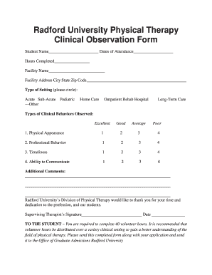 Clinical Observation Checklist  Form