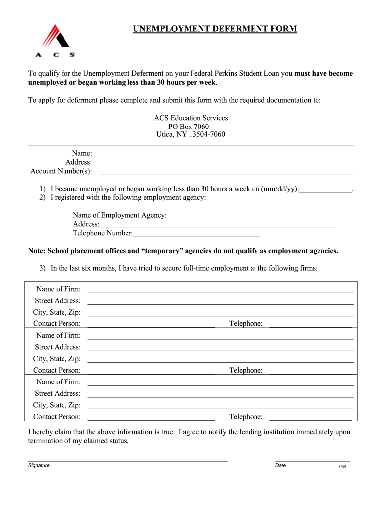 Acs Deferment  Form