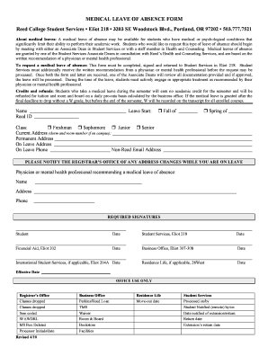 Application for Medical Leave in College  Form