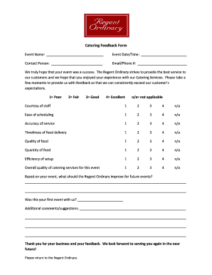 Catering Feedback Form