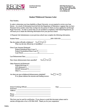 college admission withdrawal letter