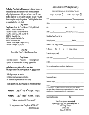 Volleyball Application  Form