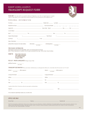 Robert Morris College Chicago Transcript Request  Form