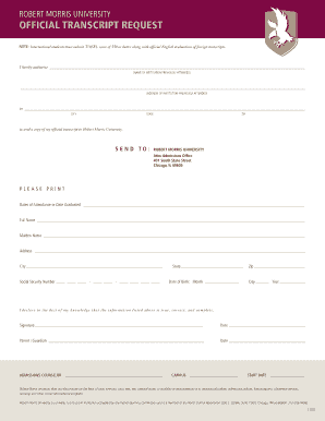 Robert Morris University Transcript Request  Form