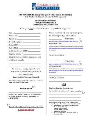 Rogers State University Transcript Request  Form