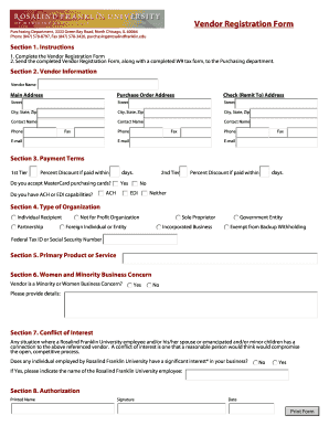 Vendor Registration Form Rosalind Franklin University Rosalindfranklin