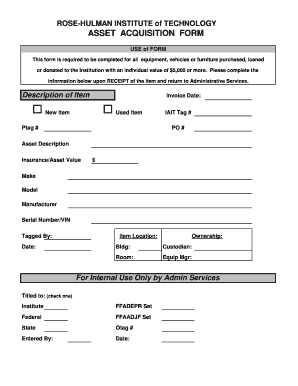 Fixed Asset Requisition Form