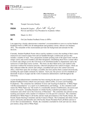 Online Student Feedback Forms Memorandum Temple University Temple ...