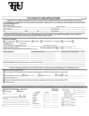 Facilities Use Form Tennessee Tech University