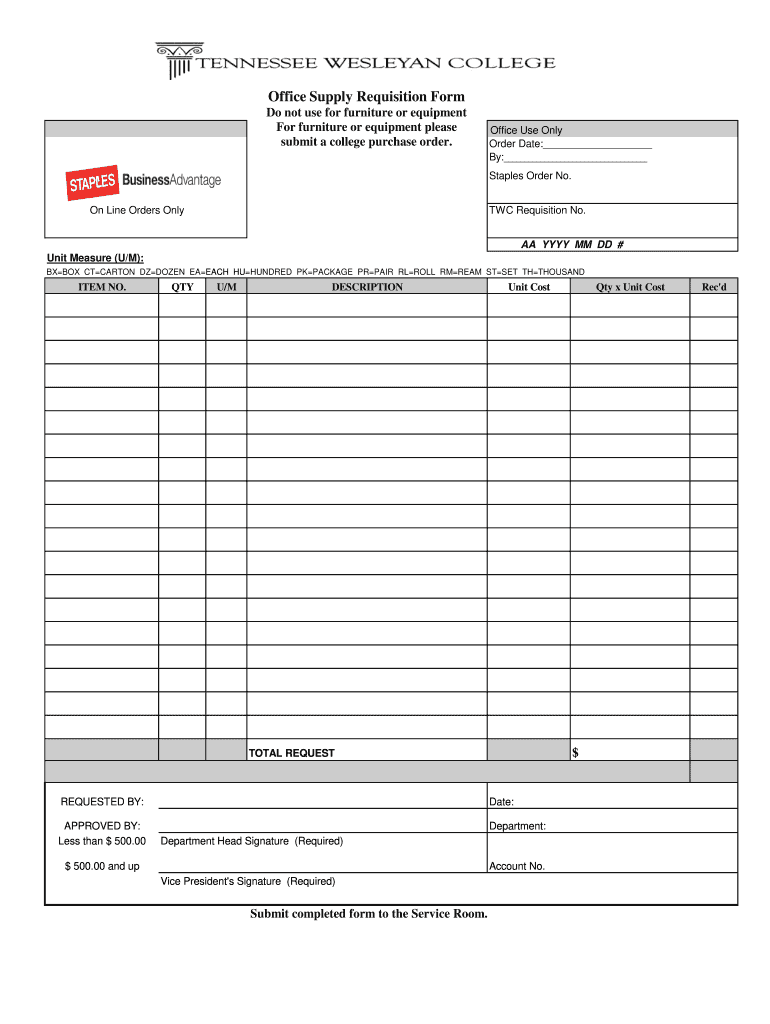 Stationery Requisition Form Excel