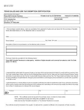 Blank Texas Tax Exempt Form