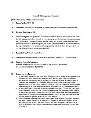 Course Curriculum Template  Form