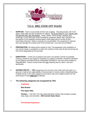 T S U BBQ COOK off RULES Texas Southern University Tsu  Form