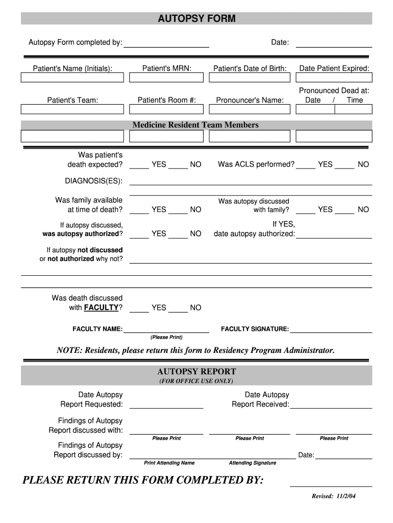  Autopsy Report Template 2004-2024