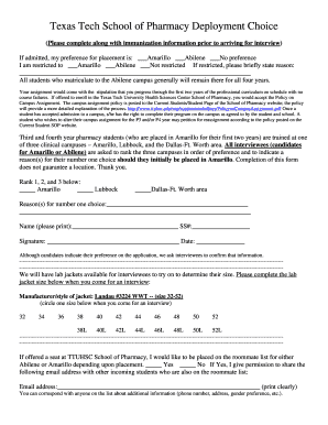 Deployment Choice Form Texas Tech University Health Sciences Ttuhsc