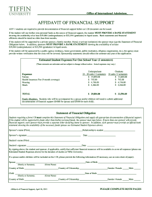 Affidavit of Financial Support for Nus Undergraduate Form