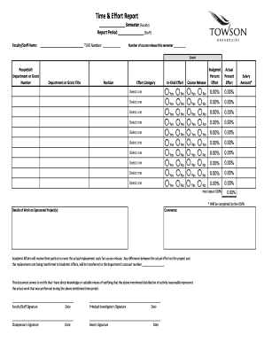 Time & Effort Report Instructions Towson University Towson  Form