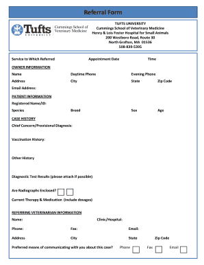 Tufts Veterinary Referral Form